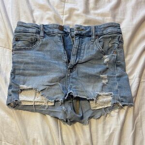 American Eagle Outfitters Light Blue Distressed Jean Shorts